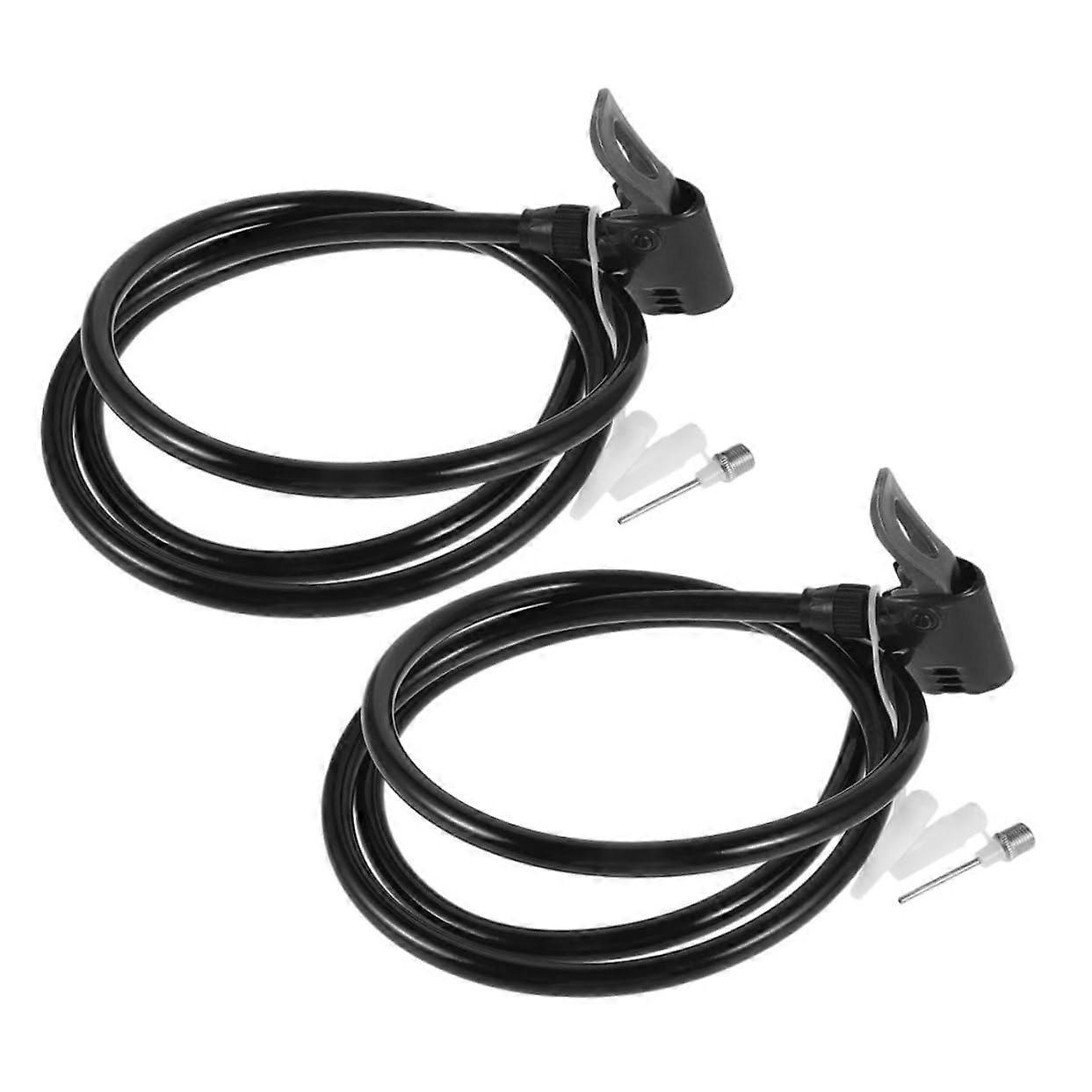 Pack of 2 Inflation Device Air Pump for Bicycle and Car Tyres, Plastic Hose, Black Bicycle Tyre Inflator