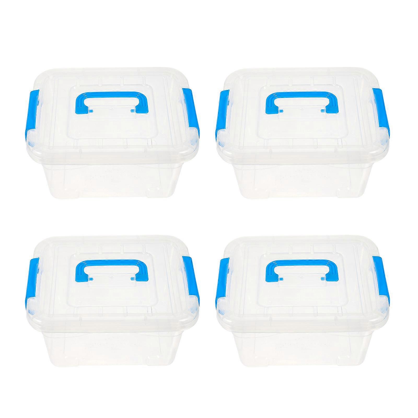 4pcs Transparent Storage Boxes with Lids and Handles   Multi Purpose Organizers for Makeup, Snacks, and Household Items