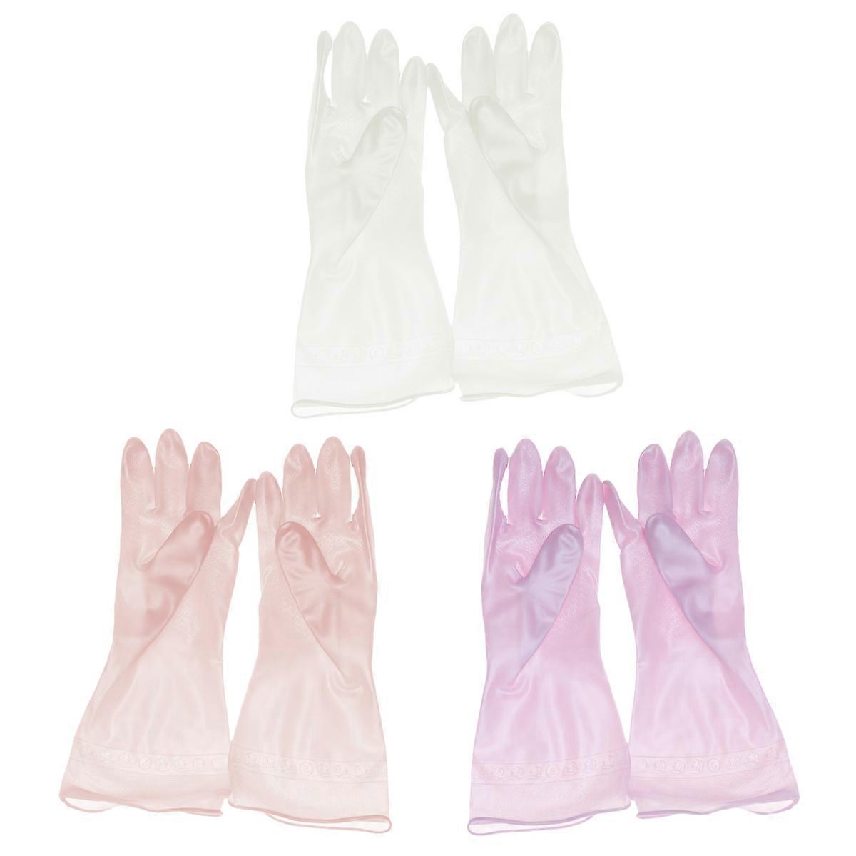 PVC Kitchen Gloves for Cleaning Utensils Car Washing and More Assorted Color Lightweight Comfortable to Wear 3 Pair