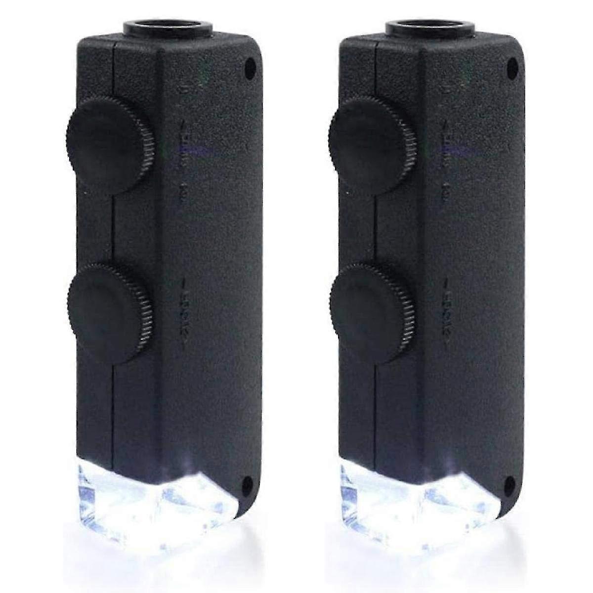 LED Pocket Microscope with 60x Magnification & 100x Magnifying Glass - Portable Luminous Loupes for Close-Up Inspections