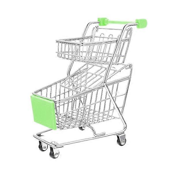 Small Shopping Cart Miniature Supermarket Shopping Cart Double Layer Cart Toy