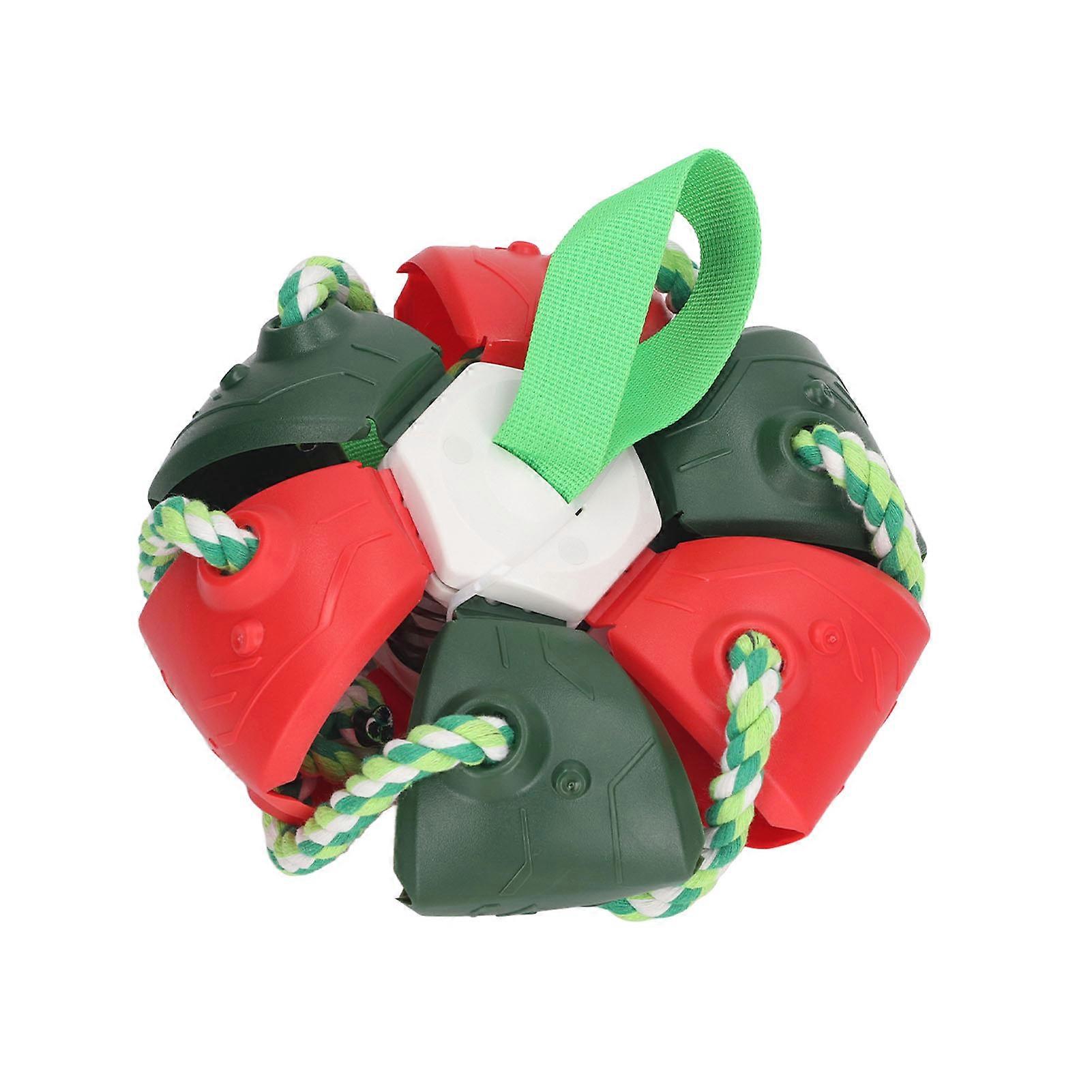 Interactive Outdoor Fly Ball Flying Saucer Ball Interesting Dog Soccer Toy with Straps Red Green