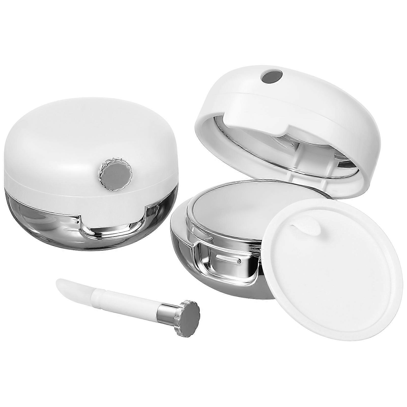 2 Pcs Portable Lip Balm Holders with Silicone Brush Mirror Lid for Makeup Storage Small Cosmetic
