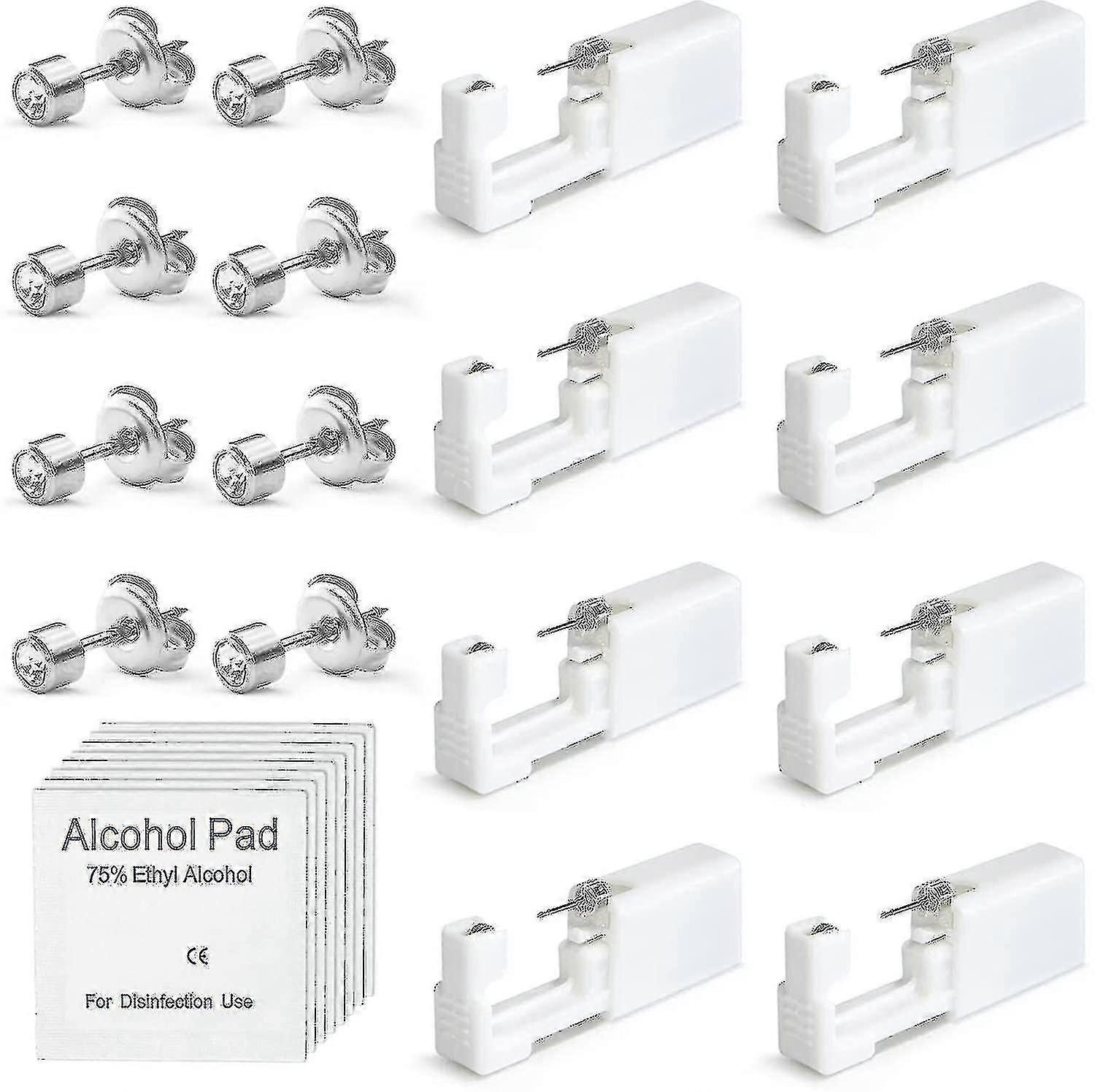 8-Pack Disposable Ear Piercing Gun Kit with Studs Safe Painless