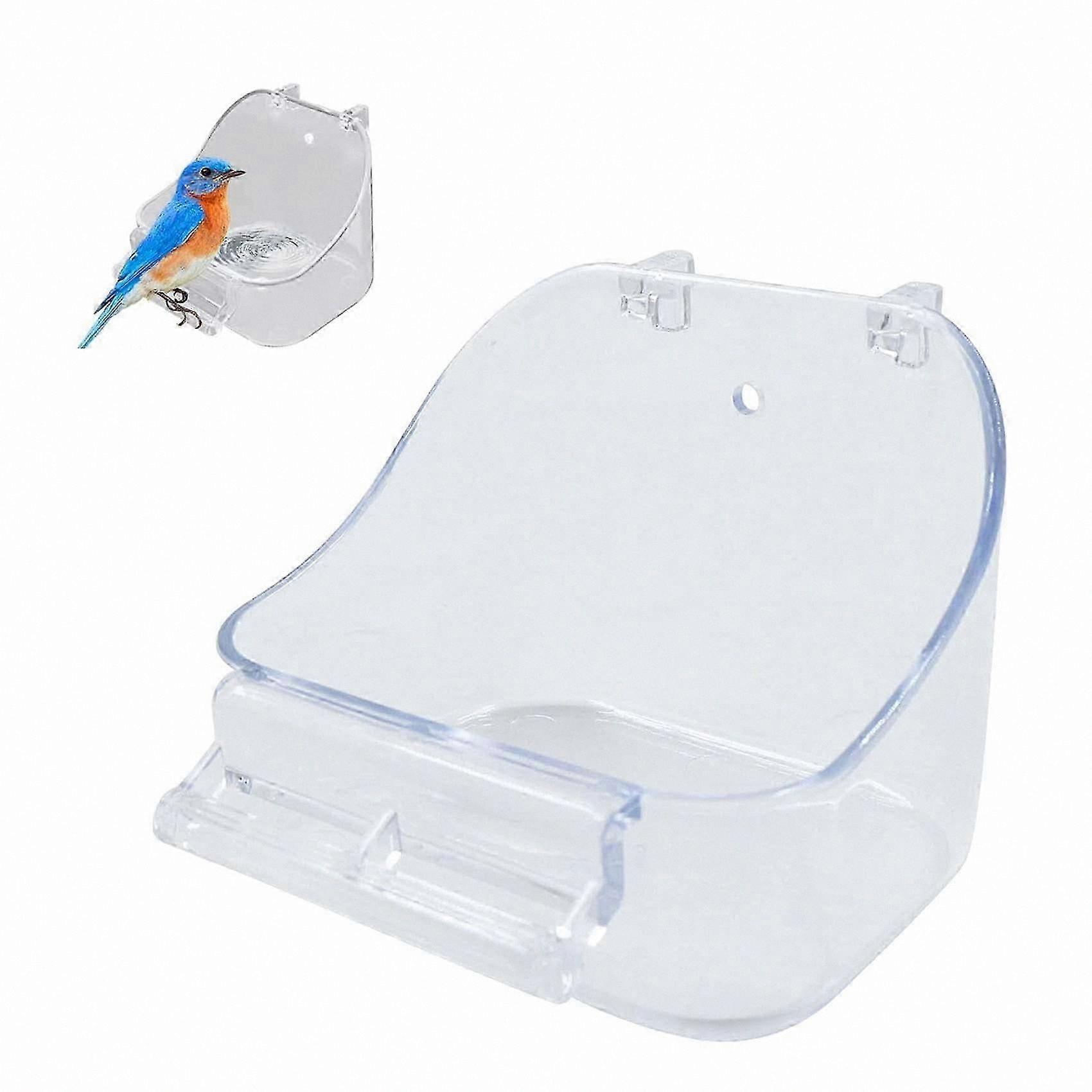 Transparent Bird Bath Hanging Feeder with Cage Accessories