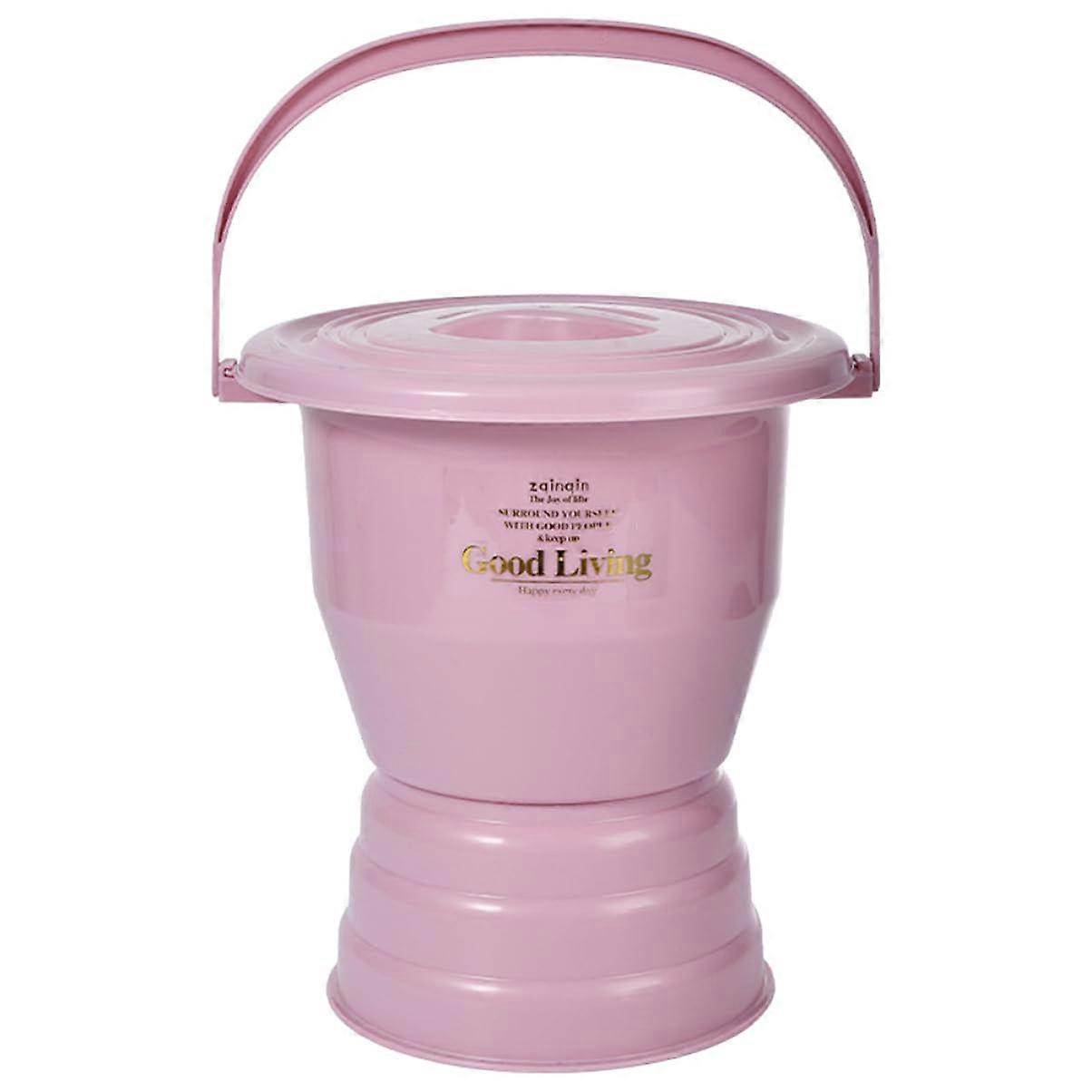 Urinal With Lid And Handle For Seniors Pink Bedside Urinal Easy To Clean Odor Blocking Home Use