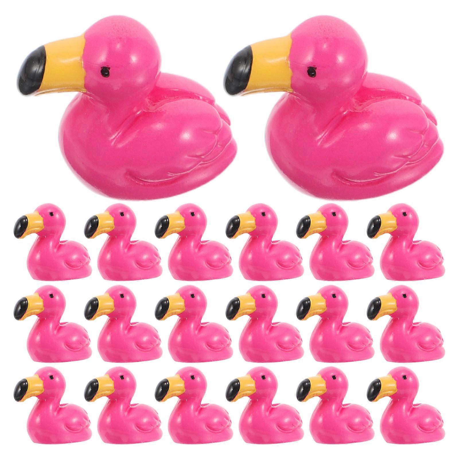 Mini Flamingo Figurines Resin Models for Decor 50Pcs Rosy Colored Set