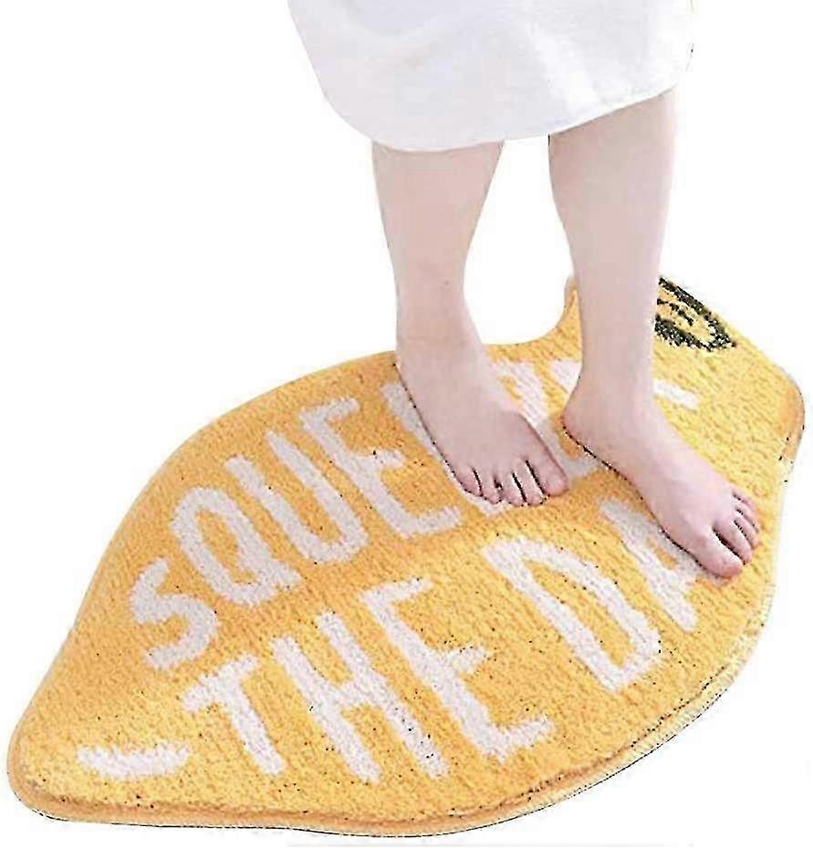 TTMA Beflockung Obst Zitrone Form Badezimmer Teppich Matte Niedliche Cartoon Badematte Kinder Badezimmer Dekor Rutschfester Teppich Saugfähig Fußmatte 40x60cm