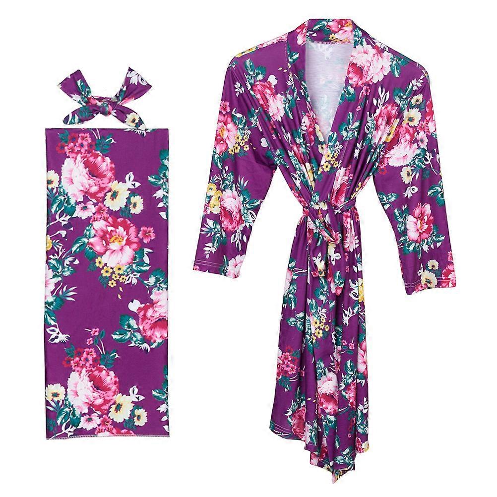 Maternity Nightgown For Hospital 3Pcs Women Robe Sleepwear Comfortable To Wear Soft Pure Cotton Multi Color At Home With Baby