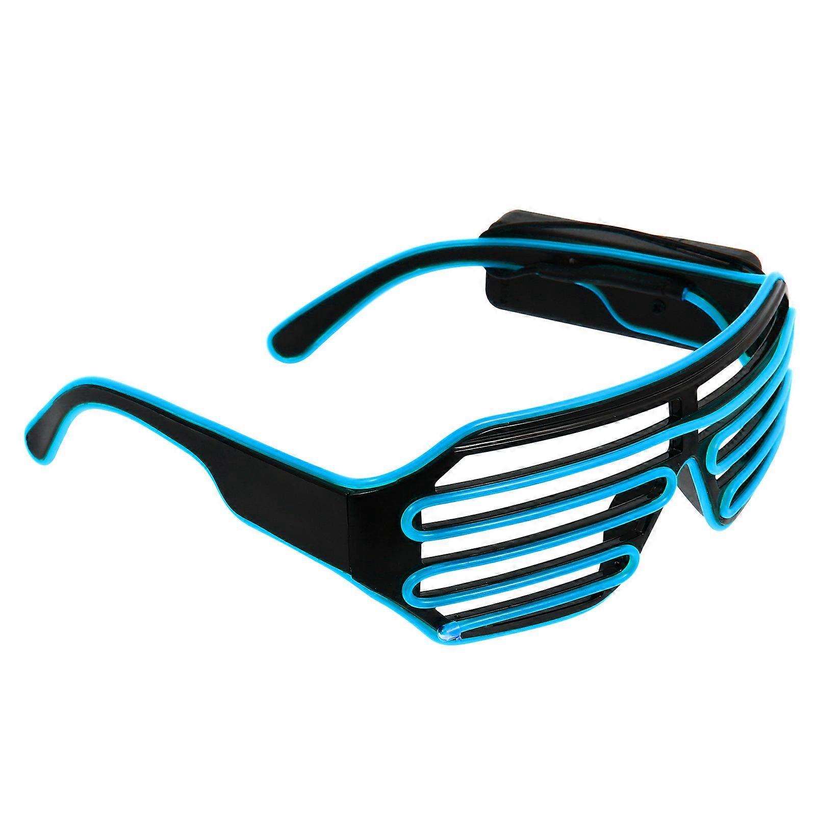 Dynamic Led Light Glasses Prop For Parties Blue Round Luminous 1 Pair