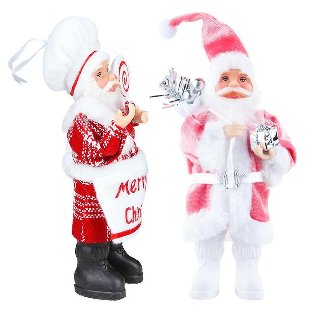 Assorted Color Santa Clause Doll for Christmas Tree Decor Made of Plastic Lightweight and 2 Pieces