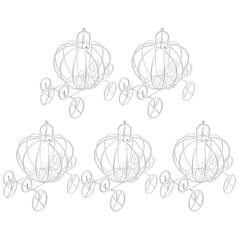 White Pumpkin Carriage Candy Box for Storage 5Pcs Metal Candy Container