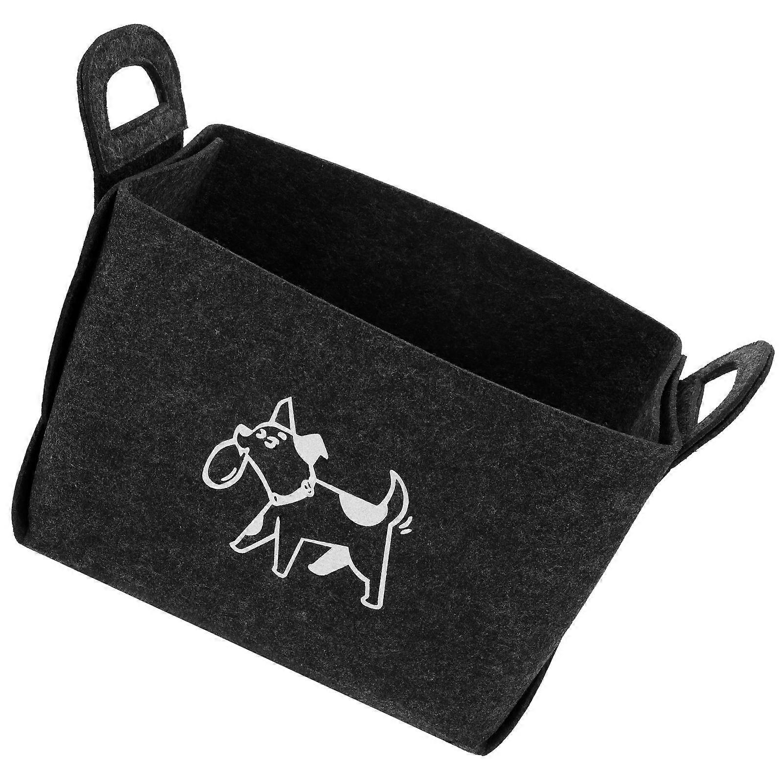 Pet Supply Storage Felt Container With Handle For Organizing Pet Toys In Dark Grey Color 1Set
