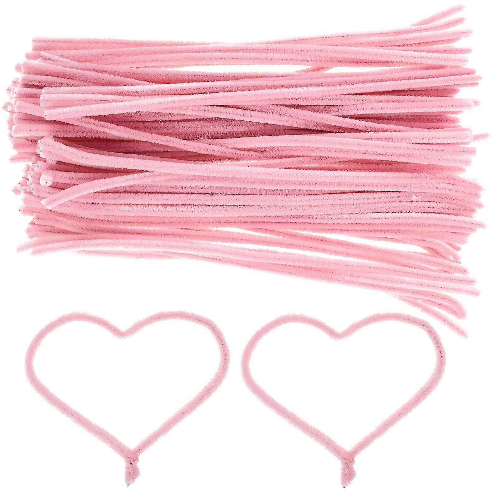 100pcs Colored Chenille Stems Handcraft Twisted Plush Sticks for Kindergarten Crafts
