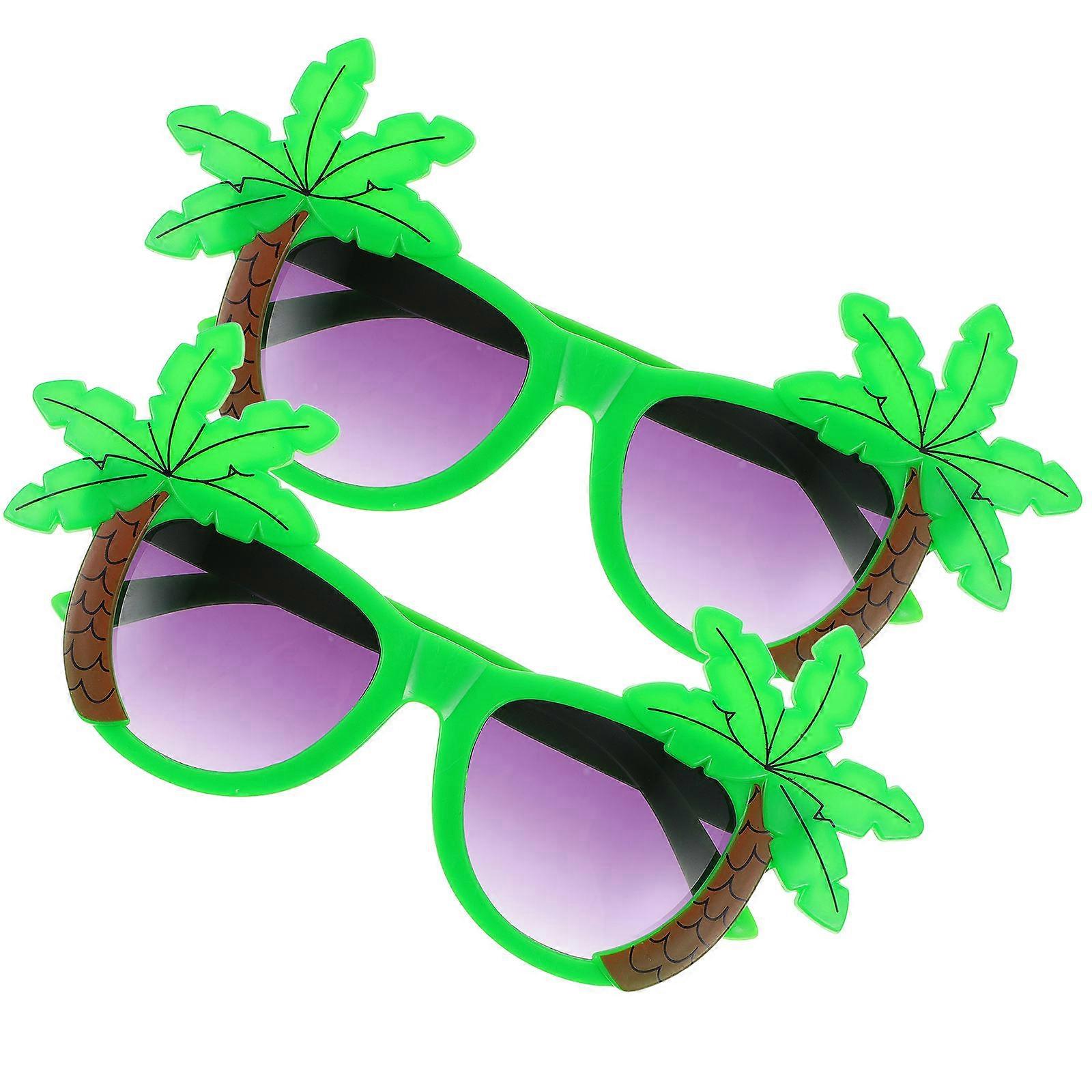 2Pcs Multi Colored Glasses Party Accessory Coconut Tree Design ABS For Music Festivals