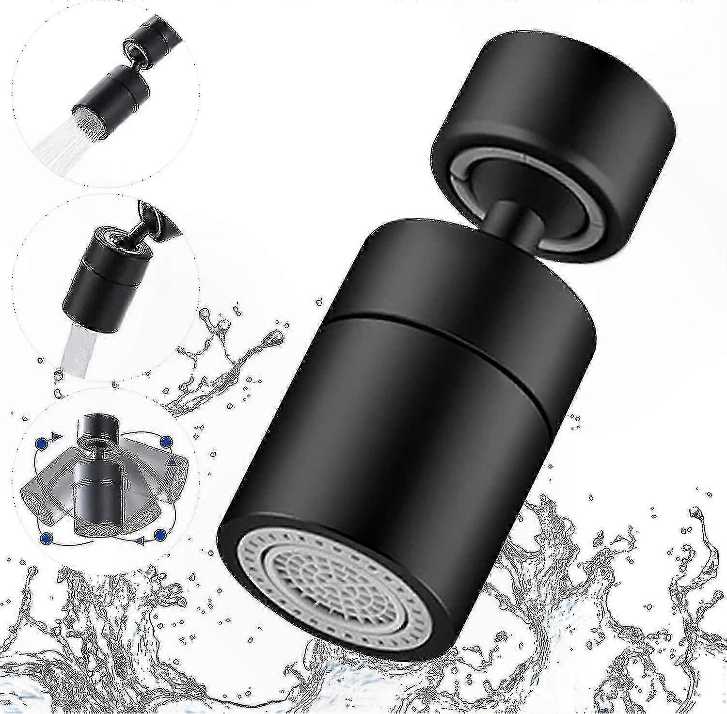 Adjustable 360 Rotating Faucet Aerator with Dual Modes, Fits 22mm Female Thread, Ideal for Kitchen and Bathroom Use, Black