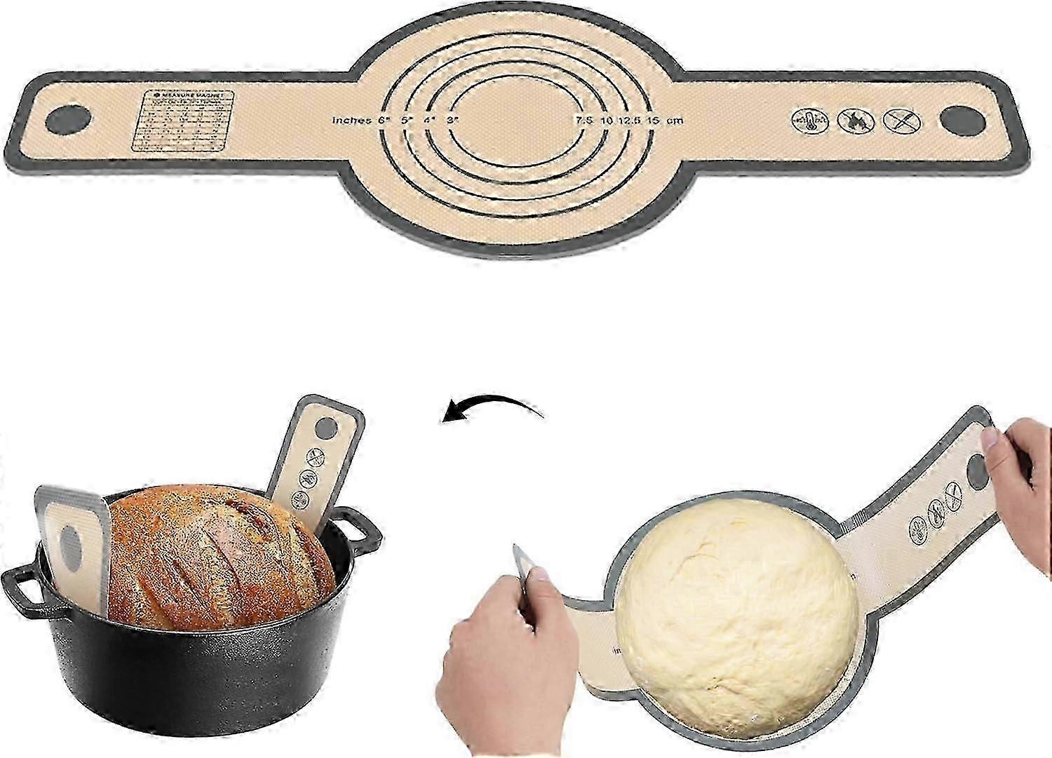 Silicone Bread Sling for Dutch Oven,Non-Stick & Easy to Clean Bread Baking Mat Set, Reusable Bread Sling with Long Handle to Transfer Sourdough