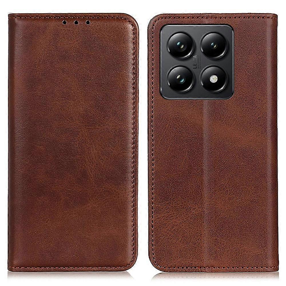 For Xiaomi 14T Case Split Leather Flip Wallet Phone Cover - Coffee