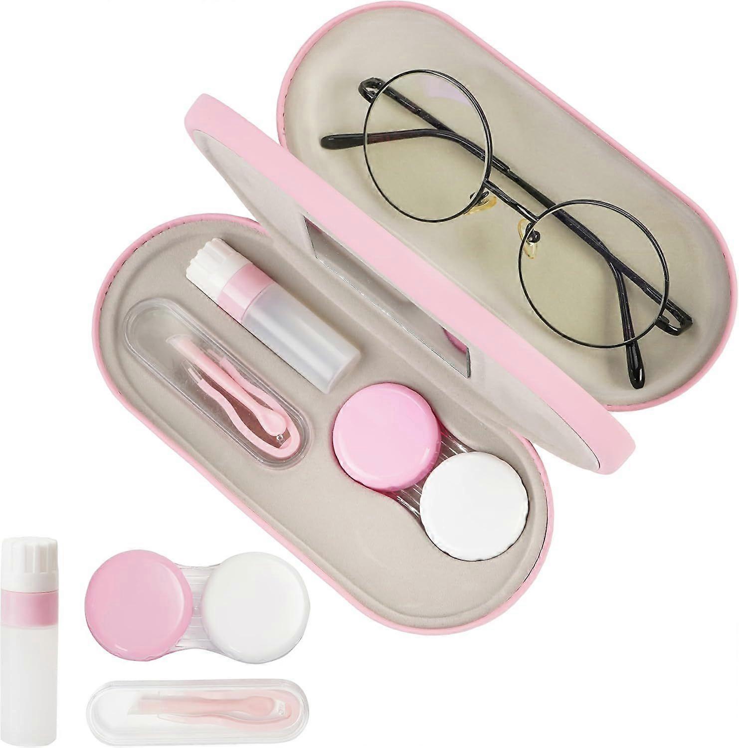 Eyeglass Case Double Sided Portable Contact Lens Box 2 in 1 Multifunction With Tool