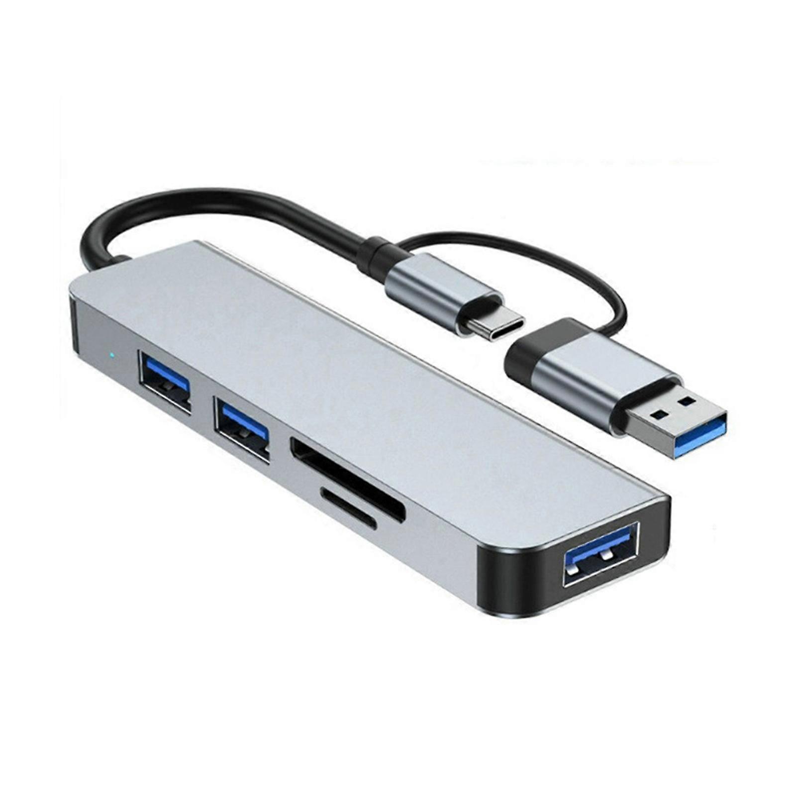 Space Saving 5 Port USB C Dock Speed  5 in 1 Aluminum USB Hub Easy to Carry for Printers & Computer Peripherals Multicolor