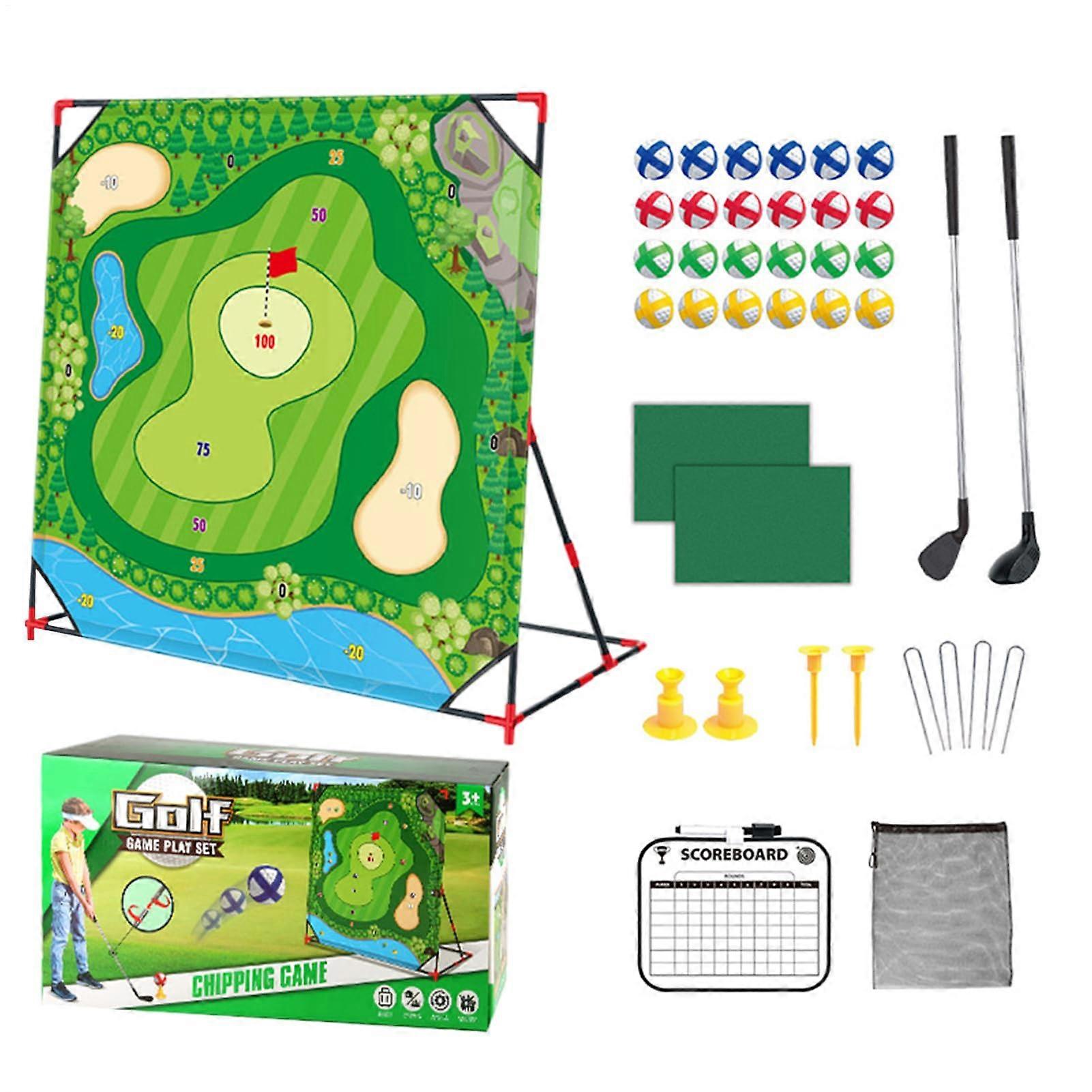 Battle Golf Chipping Game Golf Practice Mat Storage Bag For Clubs And Balls Swing Training Tool All Ages Green