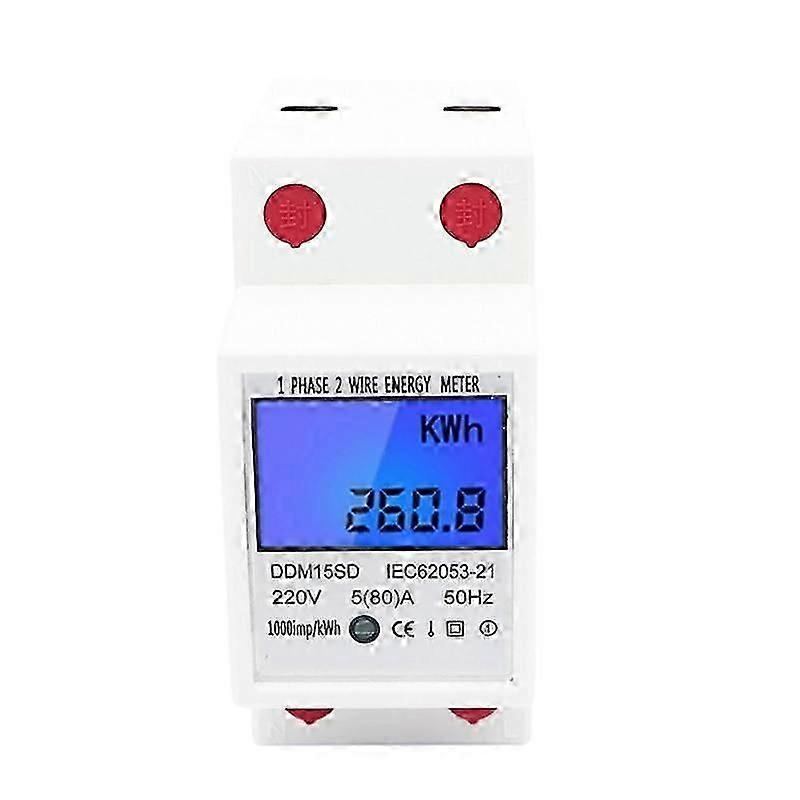 DIN-Rail Electric Meter Single Phase 2 Wire 2P Digital Meter Electronic KWh