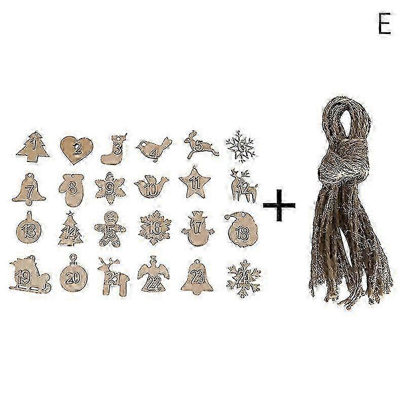1-24 Numbers Countdown Christmas Advent Calendar Wooden Pendant Xma...