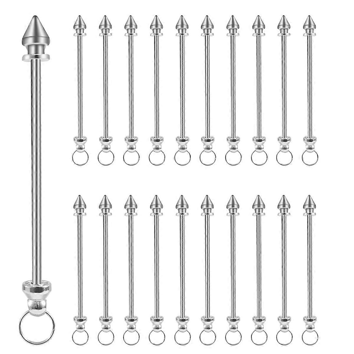 20pcs Beaded Keychains Silver Metal Keychain Making Supplies