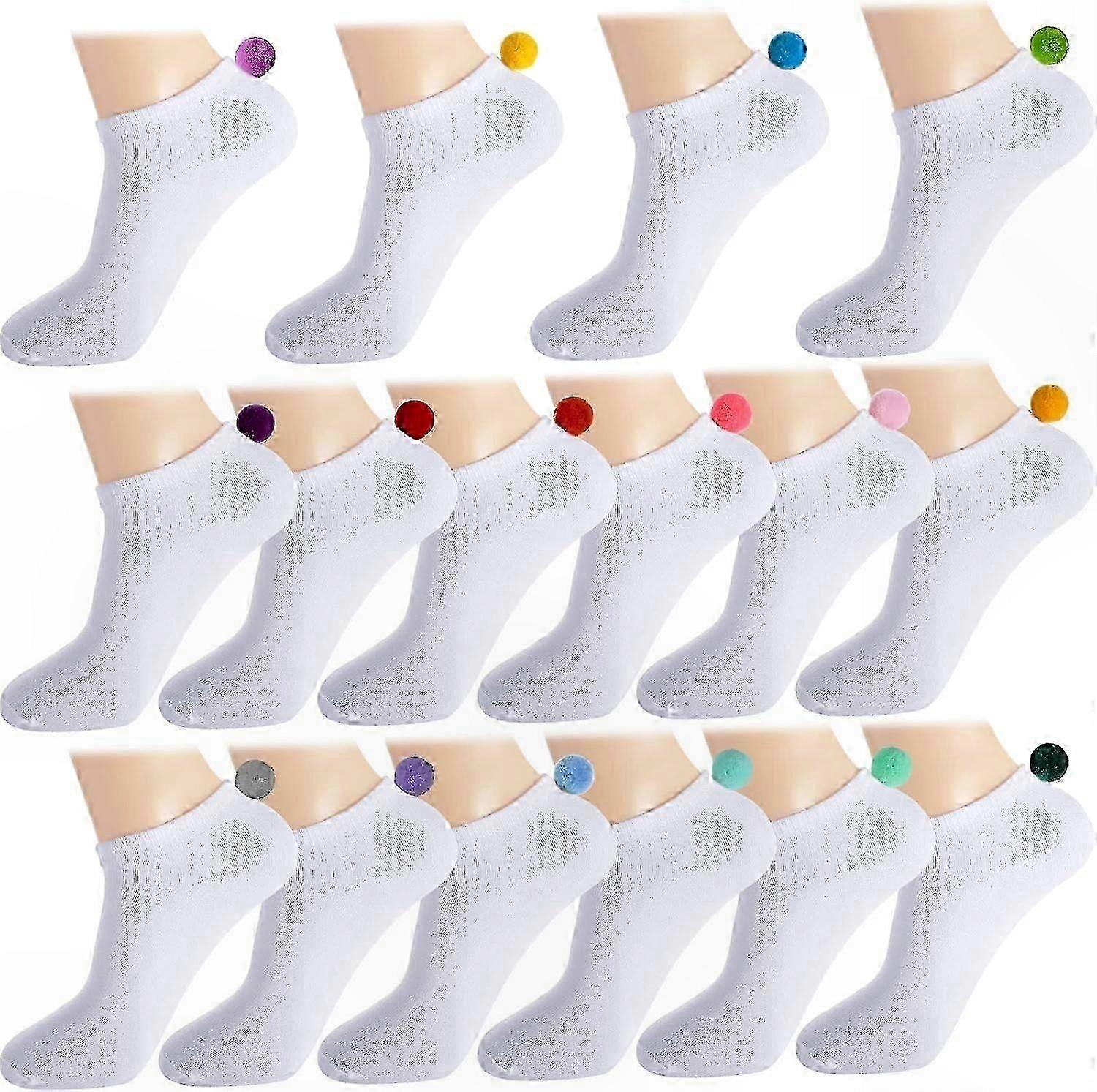 جوارب كاحل نسائية منخفضة القطع مع بوم بومز وتفاصيل ظهر تصميم رياضي سلس