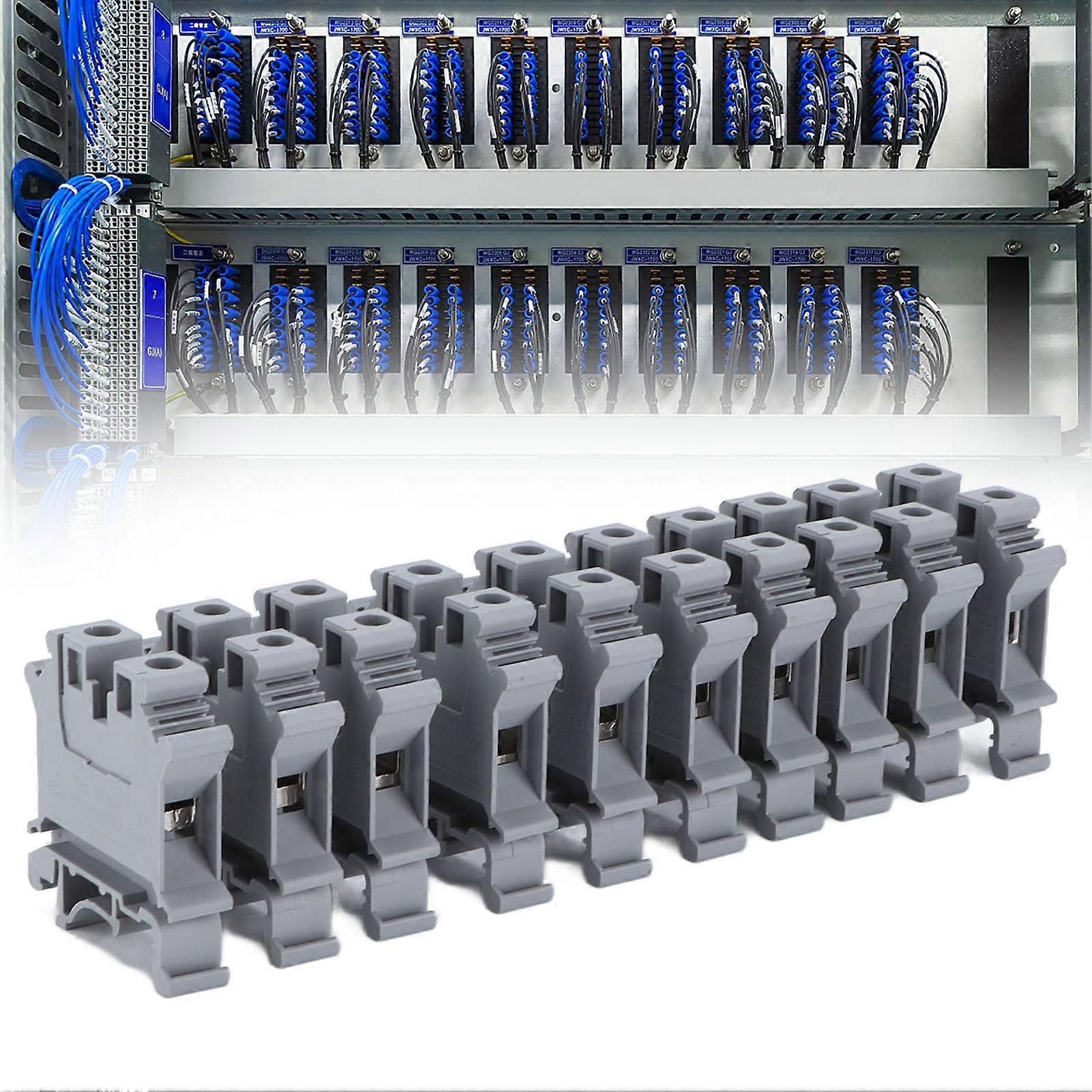 50Pcs Screw Type Terminal Block DIN Rail Mount Copper Combination Terminals 76A 800V UK‑10N