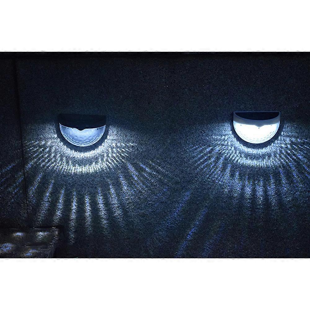 2pcs Solar Fence Light 6led Semi-circular Table Step Light Garden Wall Light