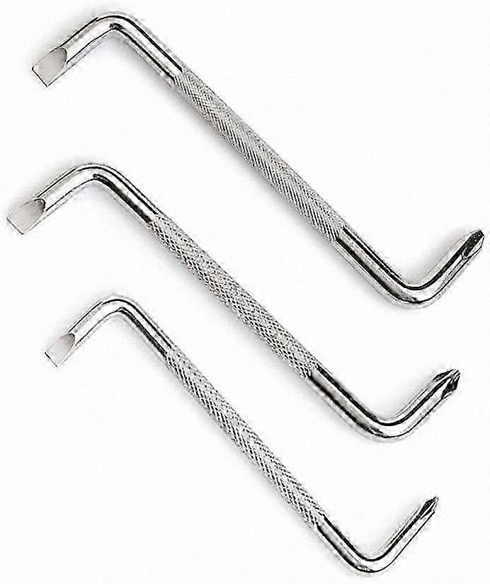 3-Piece Offset Screwdriver Set with Flat and Phillips Head Magnetic Z-Type Tools for Precision Work