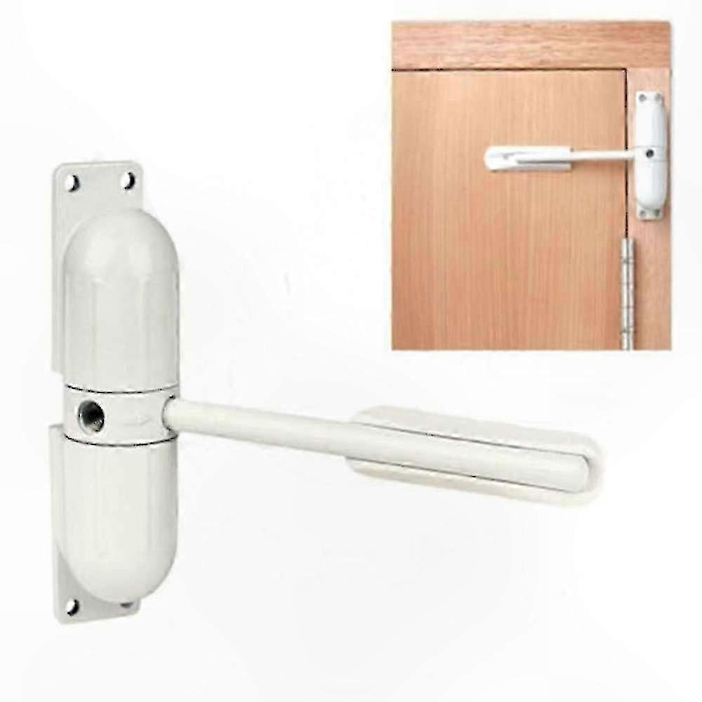 70kg Max Load Automatic Door Closer with Adjustable Mounting in White Zinc Alloy Finish