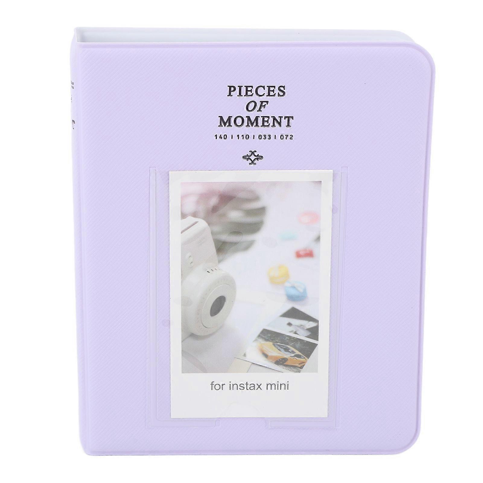 64 Pockets Photo Album Portable 3in PU Leather Card Binder Photo Album for Mini 12 11 9 Purple