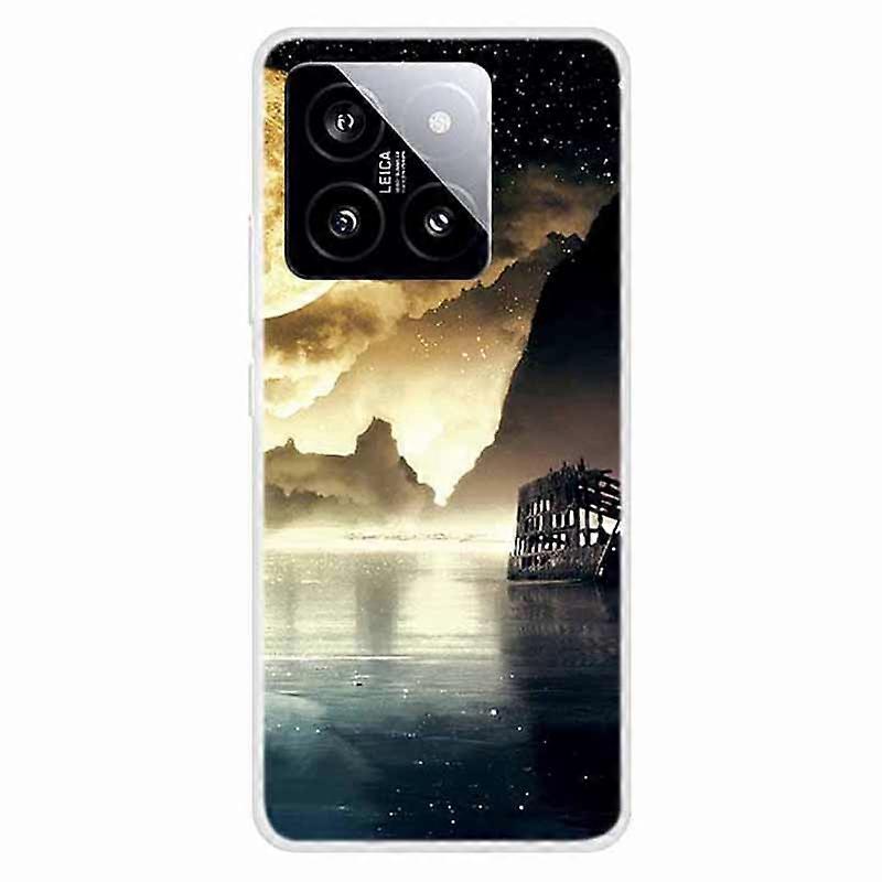 For Xiaomi 14 TPU Case Anti-drop Pattern Printing Phone Protective Back Cover - Moonlight Lakeside