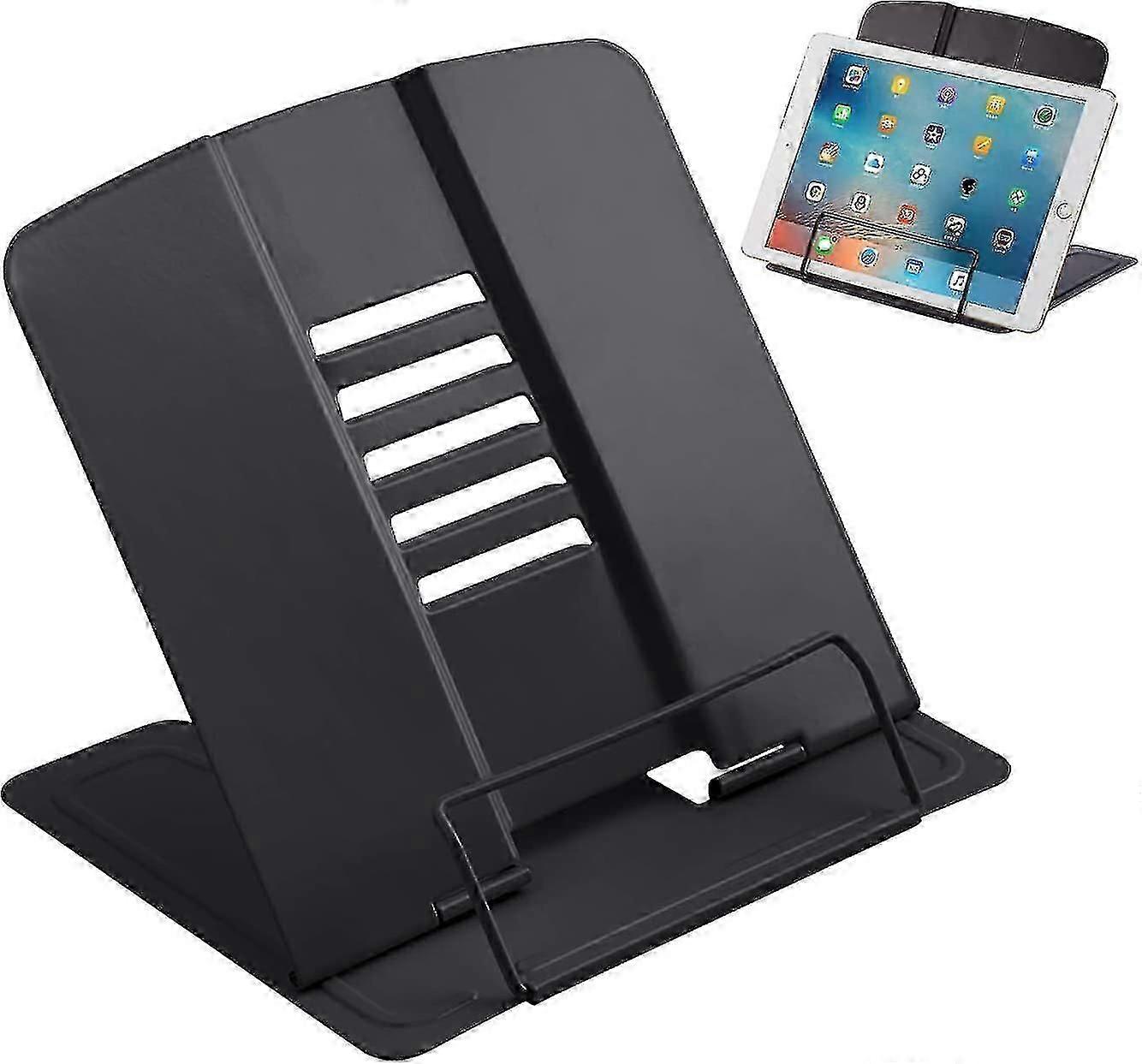 Black Reading Stand Metal, 6 Steps Adjustable, Foldable Tablet Bookstore Gift