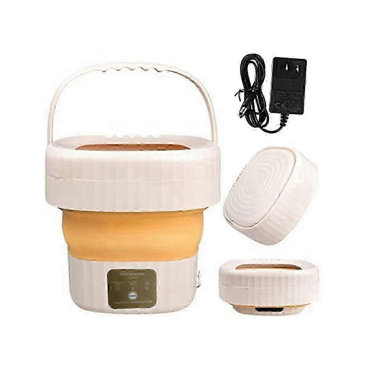 Mini Foldable Portable Small Bucket Washing Machine with Touch Screen Display & Drainer Basket for Camping Use