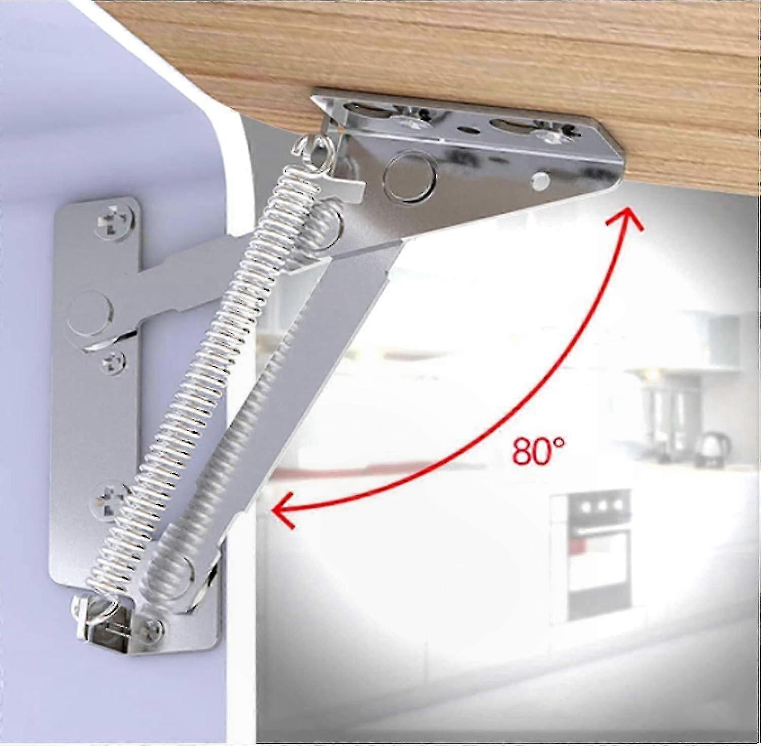 Silver Hydraulic Cabinet Hinges for Kitchen Doors with Flip Bracket and Spring Support