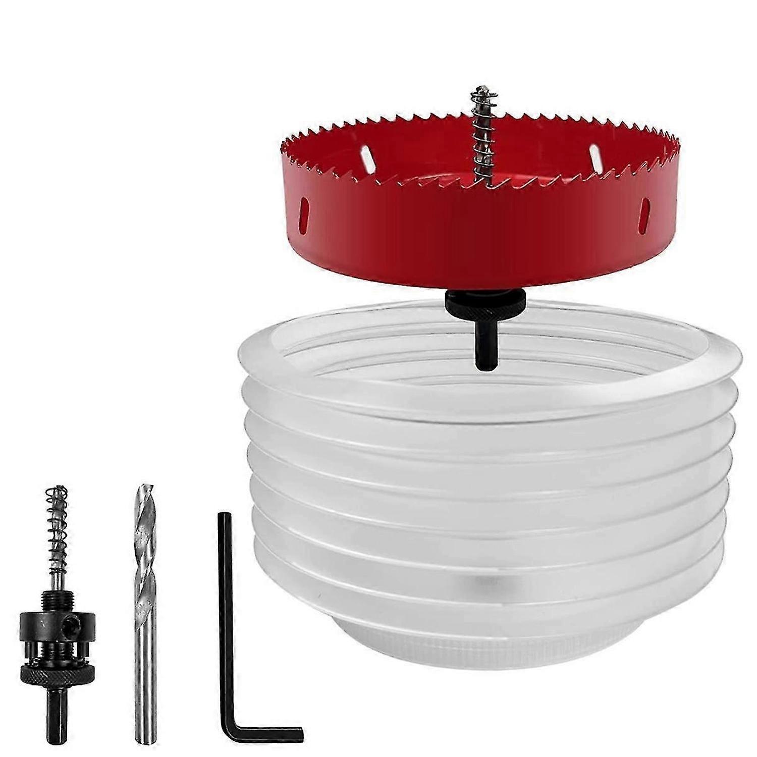 6Inch Hole Saw with Dust Bowl for Recessed Lights,3/8In Hex Shank Mandrel Drill Dust Bowl for Drywall,Ceiling Drilling