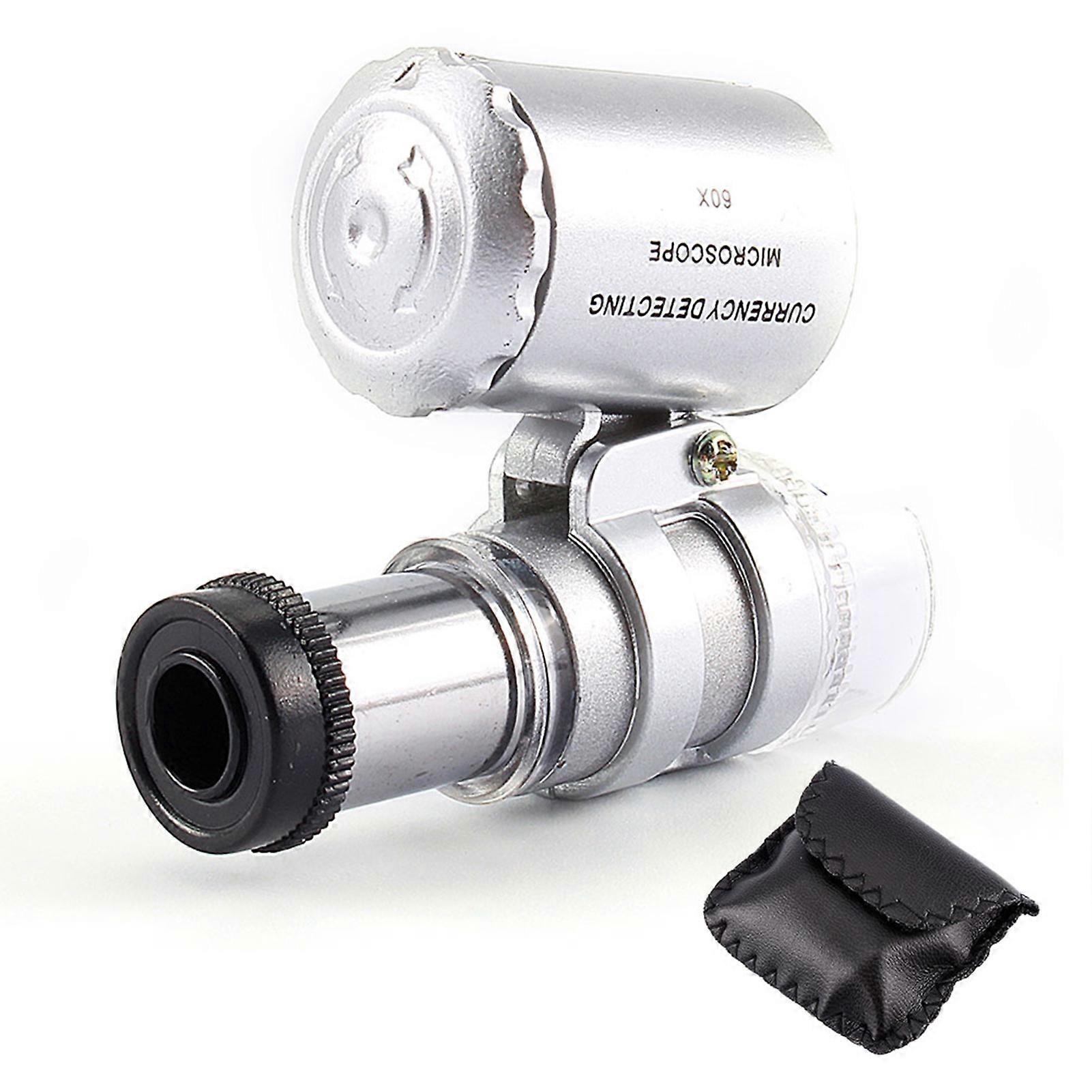 Mini microscope de poche 60X, loupe à bijoux, lampe LED UV