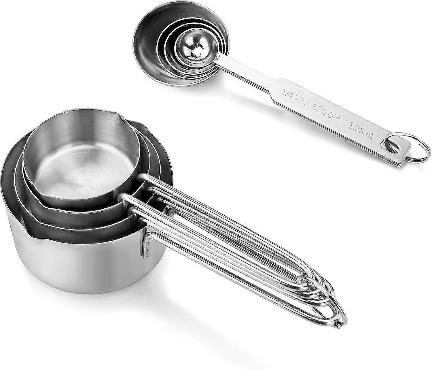 Stainless Steel Measuring Cups and Spoons, 8-Piece Combo Set for Baking 2025