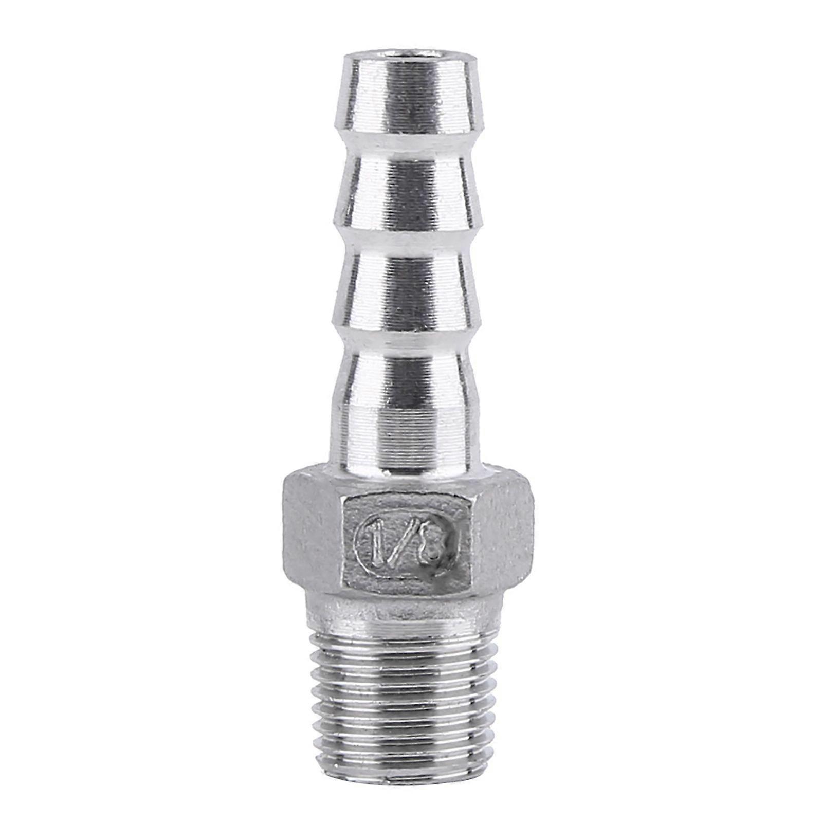 Male Thread Hose Pipe Fitting Barb Hose Tail Connector Stainless Steel 304 (1/8"x8mm)