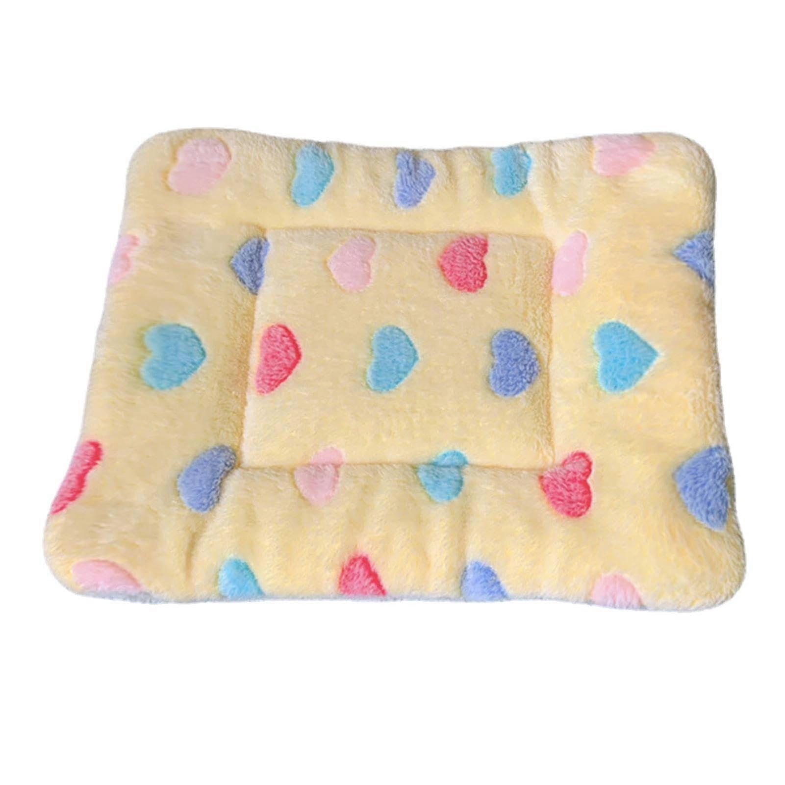 Calming Pet Blanket For Nervous Cats And Small Dogs Warm Machine Washable Cat Blanket Indoor Pet Bed M Size Yellow Heart