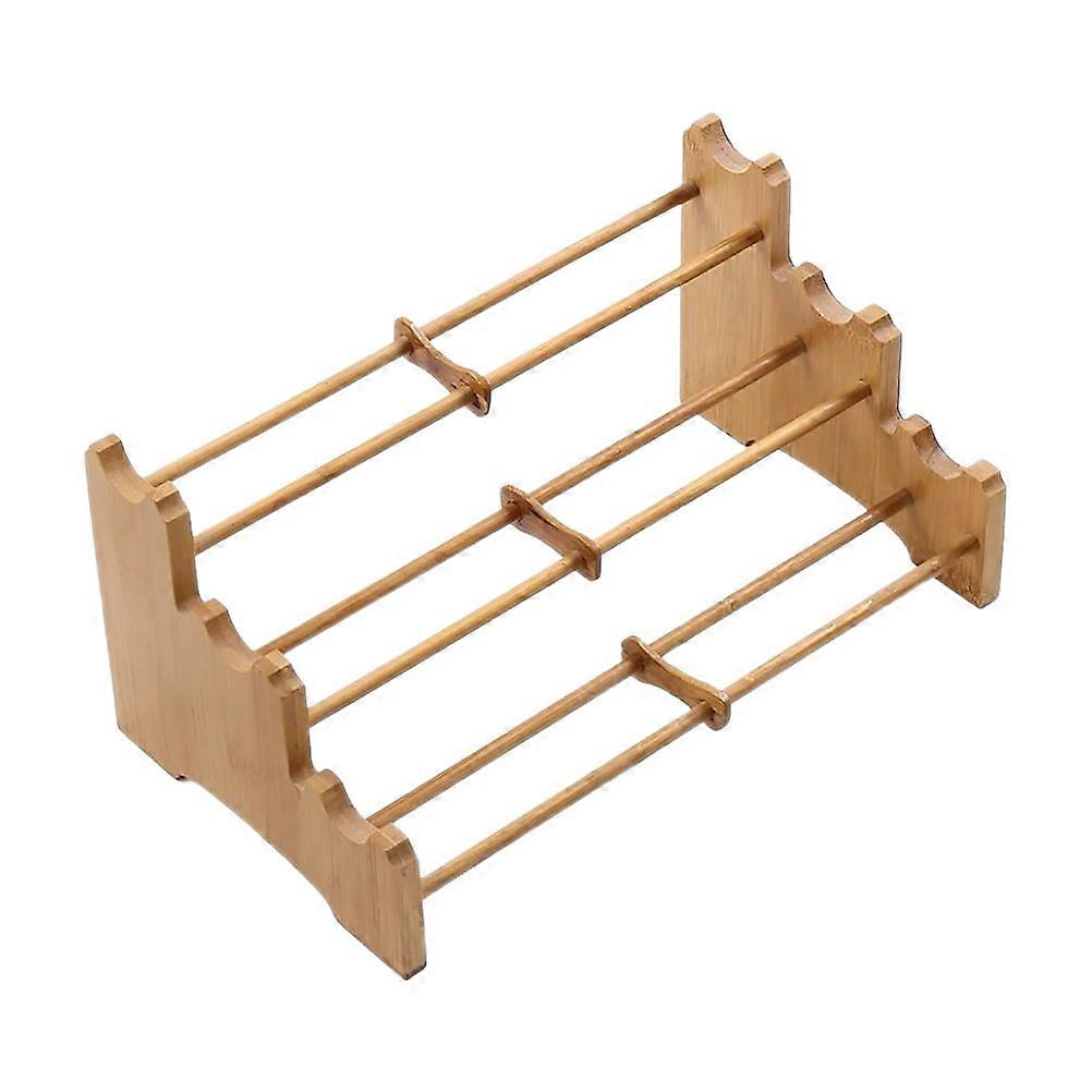 Tea Storage Rack Holder for Tea Set Study Room Light Brown Material Drain Rack 1Set