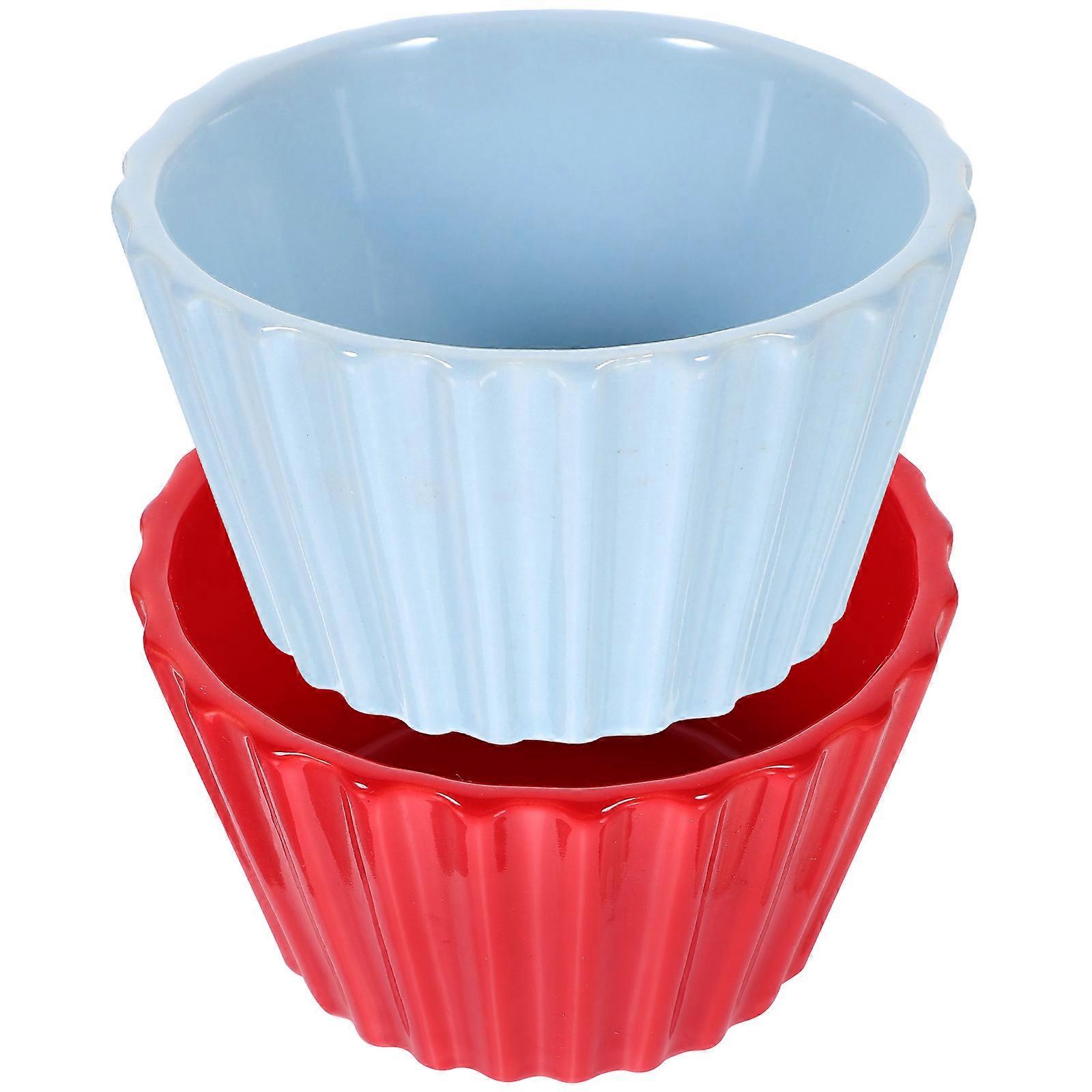 Mini Bowls Ceramic Small Baking Dish for Holiday Celebrations Assorted Color with Baking Function 2Pcs
