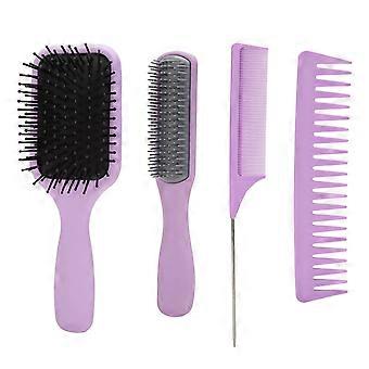 4pcs Paddle Detangler Hair Brush Set Rat Tail Comb Hair Brush for All Hair Types