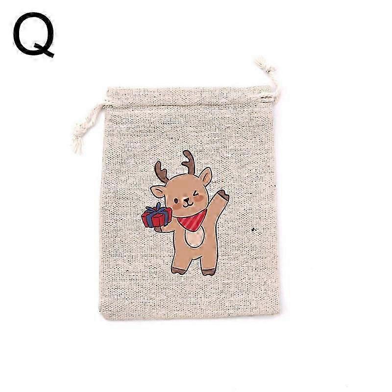 Christmas Linen Bag Candies Drawstring Gift Storage