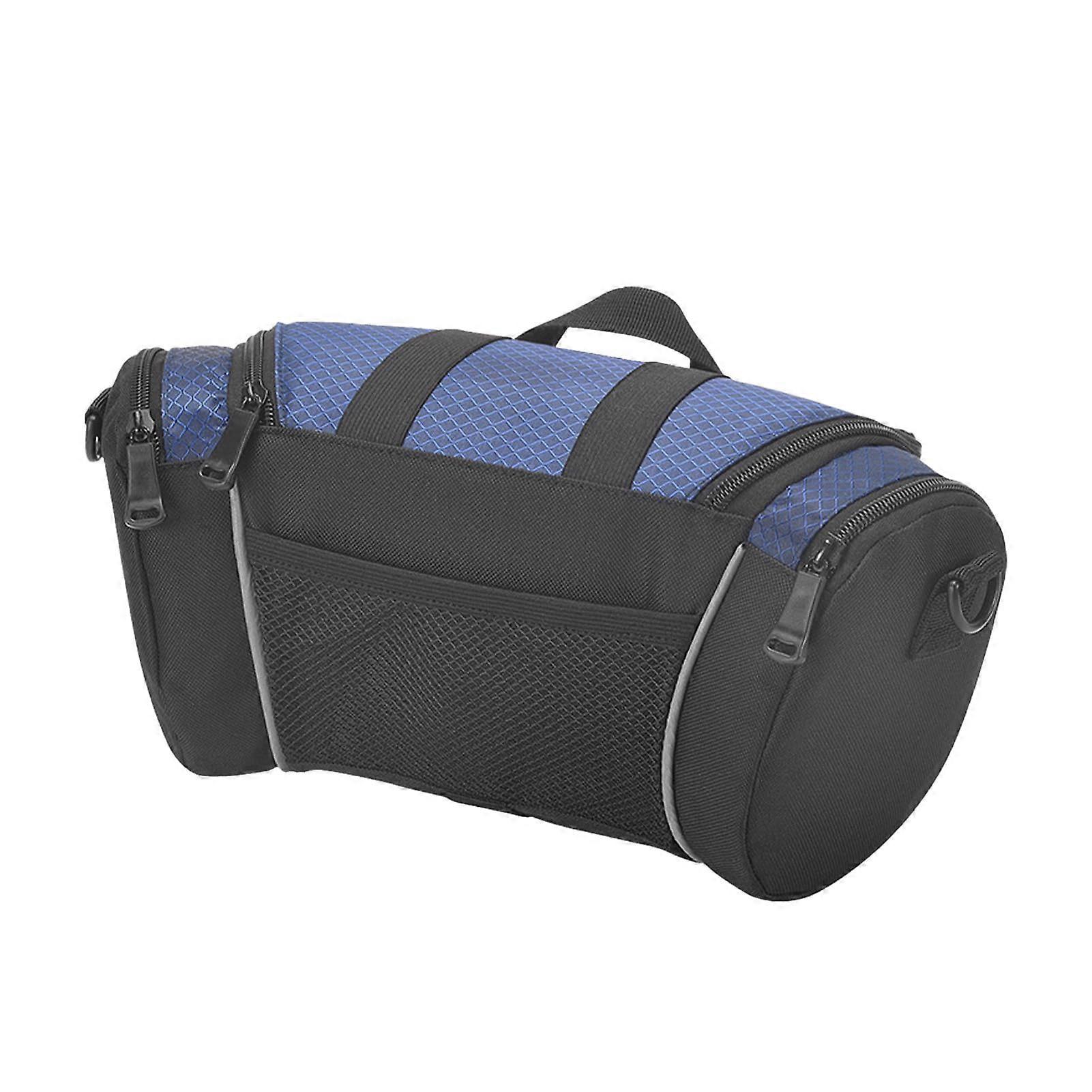 Bike Handlebar Bag 5L Capacity Durable Nylon Front Handlebar Frame Storage Reflective Strips Purplish Blue for Cycling