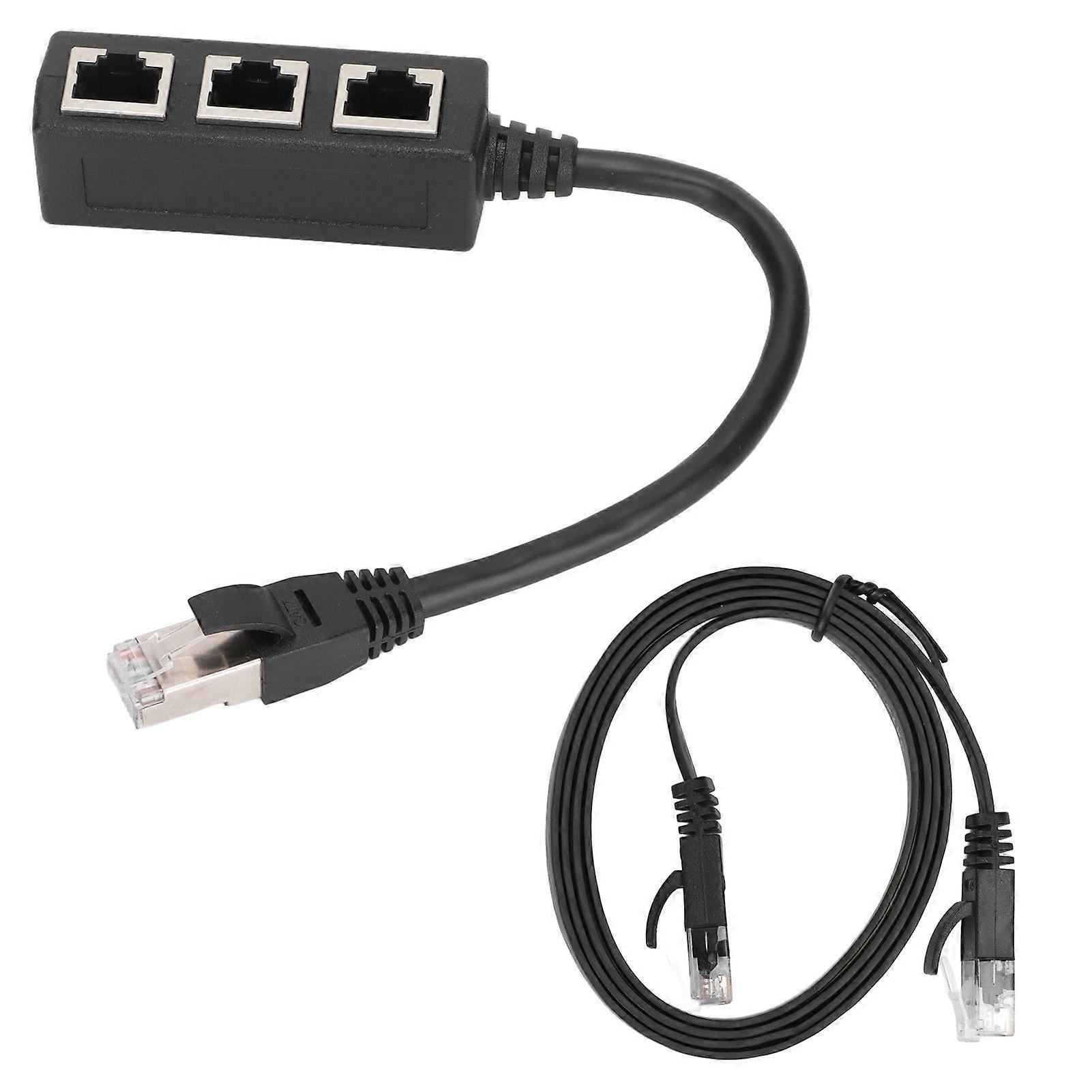RJ45 Ethernet Adapter Cable Extension Function 1 to 3 Port Excellent Connection Splitter Adapter with 1m Cable for Home