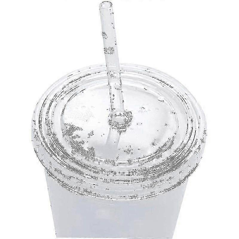 Eco-Friendly Double Layer Reusable Cup Lids with Straws for Smoothies and Juices